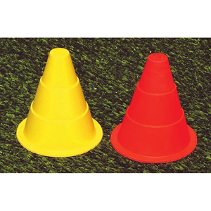 Cône en caoutchouc souple, hauteur 18 cm, base 17 cm, rouge et jaune, équipement d'entraînement d'agilité - Product Image 1