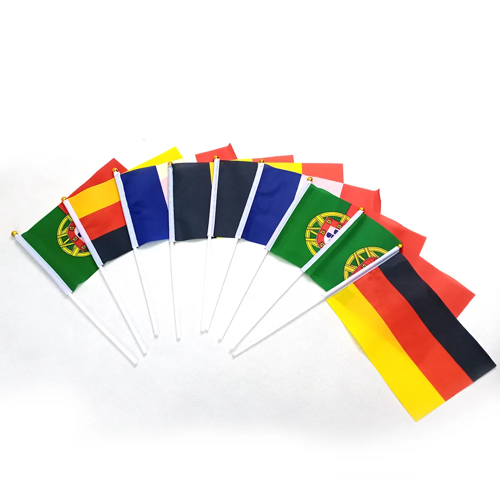 العلم الوطني المخصص بسعر الجملة ، هدايا دعائية لكرة القدم ، للتلويح باليد ، علم يحمل يدويًا