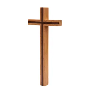 Croix en bois ordinaire, nouveau produit fait à la main, Crucifix mural chrétien