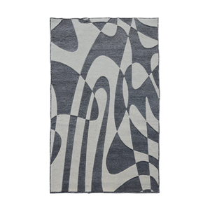 Alfombra Moderna Abstracta Rectangular Gris de Lana Acrílica Jacquard de Pelo Plano Reversible para Sala de Estar - Product Image 1