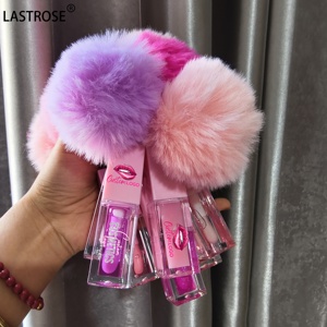 Feuchtigkeit spendendes veganes farbwechsel ndes Lippen balsam öl Eigenmarke Frucht geschmack Getöntes Lippen öl mit Pompon - Product Image 3