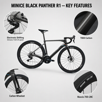 Vélo de route en carbone aérodynamique 700C MINICE R1 T800+Mitsubishi TR50 avec câblage interne SHI MANO R7120 Di2 24 vitesses électroniques et roues en carbone
