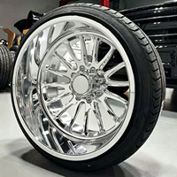 Jantes de camion en aluminium concaves polies pour Chevy, 8 trous, 24x14, forgées, avec motif de fixation 8x6.5 et enjoliveurs centraux flottants personnalisés