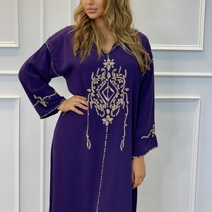 Fabricantes de ropa musulmana personalizada de lujo Bling Crystal <span class=keywords><strong>Jalaba</strong></span> Djellaba marroquí para damas - Product Image 3