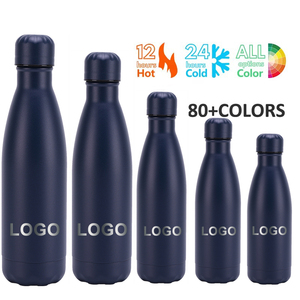 Botella de agua de acero inoxidable con forma de Cola recubierta de polvo azul oscuro de 500ml, frasco de vacío para gimnasio y deportes al aire libre - Product Image 3
