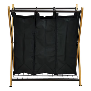 Panier à linge pliable Cestas Sacs et bacs de rangement pour vêtements Cesto De Ropa. Panier <span class=keywords><strong>Landry</strong></span> pliable en bambou avec 3 compartiments - Product Image 4