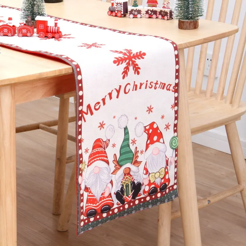 Nuevo diseño, Bandera de mesa de Navidad, doble algodón, lino, estampado creativo, muñeco de nieve, alfombrilla de mesa para ancianos, accesorios