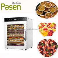 Huishoudelijke professionele SUS 304 roestvrijstalen voedseldroger met 10 trays, 10 kg capaciteit, 400W motor, geschikt voor diverse voedingsmiddelen en fruit.