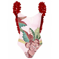 2023 nouvelle tendance femmes maillot de bain couvrir Vintage imprimer une pièce maillot de bain dos nu pétale sangle maillots de bain
