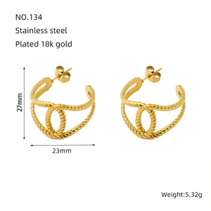 Zogxin Gold Hoop Earrings 18K Stainless Steel Geometric Design For Women - Product Image 4