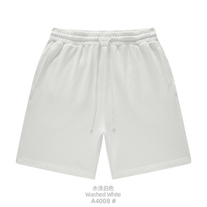 Pantalones Cortos Casuales de Felpa 100% Algodón para Hombre, Lavado Intenso, 450G, Color Sólido, Cintura Elástica con Cordón, Bermuda Transpirable de Punto - Product Image 2