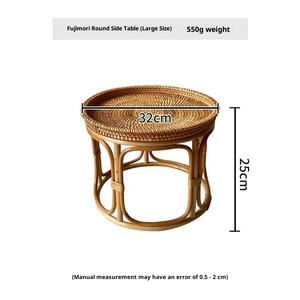 Mesa Auxiliar de Almacenamiento Retro Vintage de Ratán Hecha a Mano para Herramientas, Té y Aperitivos, Diseño Redondo Multifuncional - Product Image 6