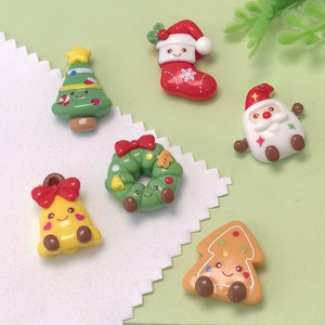 <span class=keywords><strong>Serie</strong></span> Natalizia: Cabochon in Resina con Retro Piatto, Decorazioni Carine per Albero di Natale, Ghirlanda, Campanelle, Pupazzo di Neve, Charm per Slime per Fornitori di Articoli per Feste - Product Image 4
