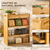 Étagère à épices moderne en bambou naturel écologique à 4 tiroirs pour comptoir de cuisine, bureau ou salle de pause