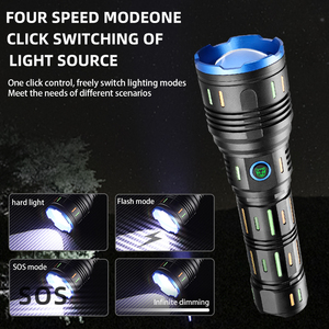 Siêu sáng sạc LED Điện <span class=keywords><strong>Torch</strong></span> Hợp kim nhôm zoom đèn pin với tính năng chống thấm nước cho cắm trại - Product Image 4