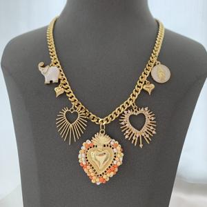 BD-B5757 merveilleux collier en cristal clair vintage collier délicat pour les femmes multi charme collier coeur d'éléphant or 18k - Product Image 4