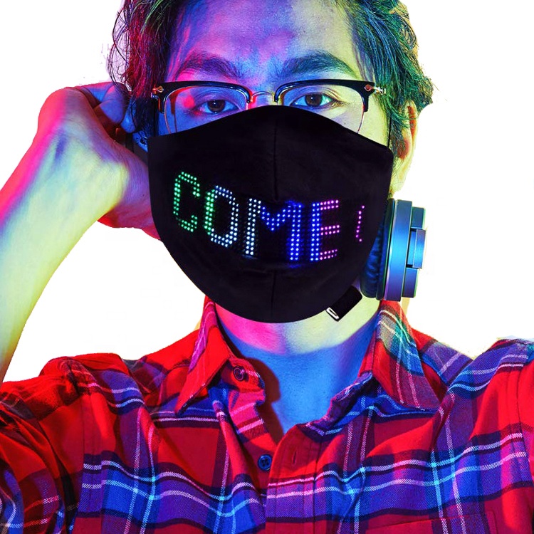 OEM музыкальная вечеринка подарок светящаяся маска для лица 2021 сообщение мягкая сияющая многоразовая USB светодиодная маска