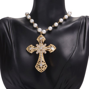 Collar de Perlas Cruzadas con Diseño Geométrico y Engaste de Aleación de Zinc, Joyería de Fiesta, Gargantilla para Mujer - Product Image 6