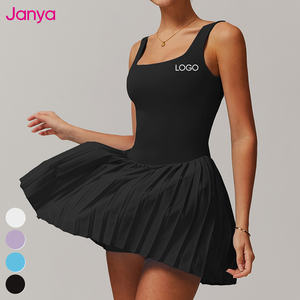 Janya Damen Sportswear Nude Ärmelloses Fitness Yoga Kleid mit Taschen shorts Einteilige Golf Tennis Kleidung Großhandel - Product Image 4