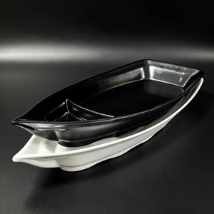 Assiette de service unique <span class=keywords><strong>en</strong></span> mélamine <span class=keywords><strong>en</strong></span> forme de <span class=keywords><strong>bateau</strong></span>, multi-compartiments, avec logo personnalisé <span class=keywords><strong>pour</strong></span> la restauration, les restaurants et la <span class=keywords><strong>vaisselle</strong></span> d'hôtel - Product Image 5