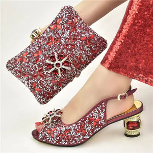 Zapatos de Color Azul de Alta Calidad y Conjunto de Bolsos a Juego, Zapatos y Bolsos Africanos, Sandalias para Fiestas Nocturnas - Product Image 4