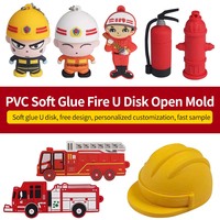 Bombero 3D forma Logo Pvc dibujos animados USB 64Mb 128Mb 256Mb 512Mb Pen Drive 8Gb Pendrive 16Gb Memory Stick personalizado Usb Flash Drive