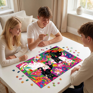 Creative Jigsaw Puzzle 1000 Pieces Cats <b>Floral</b> Design Matte Finish Cardboard <b>Box</b> Unisex 14 Years & Up - Product Image 2