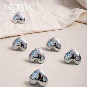 Santaya Solid Chrome-plated Silver Brass Handles Heart-shaped for Kitchen Cabinets Bedroom Wardrobe Drawer <strong>Knobs</strong> - Product Image 3