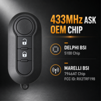 Clé de voiture à distance pour Fiat 433 MHz ASK avec puce Delphi BSI 5100 et Marelli BSI 7946AT, ID FCC RX2TRF198, clé intelligente automobile