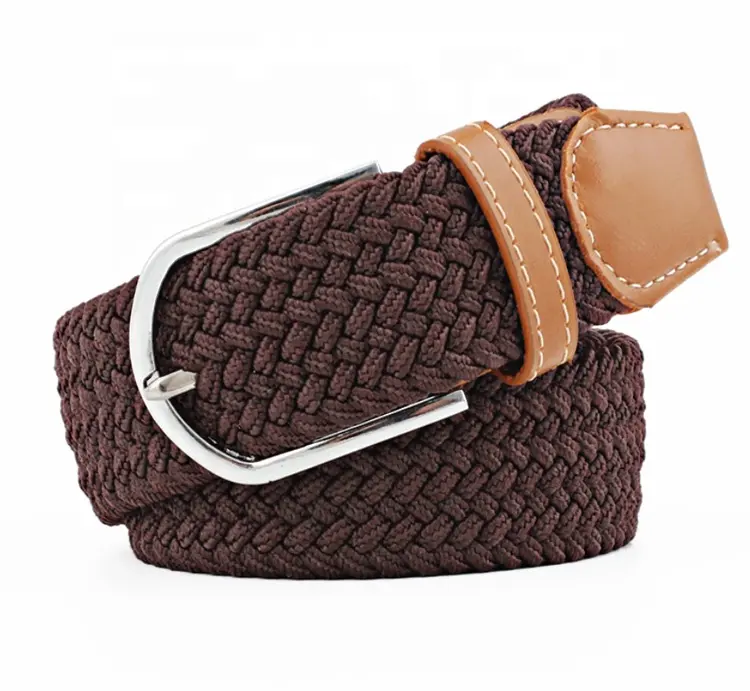 Custom Unisex Men Casual Knitted Fabric Woven Braided Elastic Stretch Belt for Women Jeans Multi-color