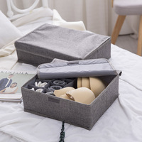 Sac de rangement pour vêtements, organisateur de vêtements réglable, en tissu de lin, avec compartiments séparés, pour rangement sous le lit