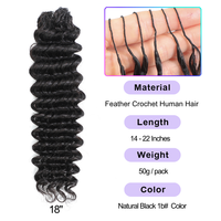Extensions de cheveux humains au crochet à nœuds invisibles Miracle Knots Feather, bouclées birmanes, pré-bouclées pour tresses