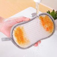 FF5214 Chiffon de nettoyage ménager multi-usages, éponge à vaisselle en fil d'acier non rayant, éponge en microfibre double face, éponge en laine d'acier pour la cuisine