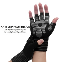 Guantes Duraderos de Medio Dedo con Correa de Muñeca y Palma Amortiguadora, Transpirables, Ligeros, de Poliéster, Compatibles con Pantalla Táctil, Antideslizantes