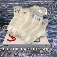 Chaussettes mi-mollet pour femmes en tricot à ressort personnalisable, motif de dessin animé, longueur mi-mollet avec logo sur le revers pour un usage quotidien