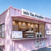 Boutique conteneurisée pour la vente au détail de rue, magasin de proximité, café-bar, unité de magasin mobile préfabriquée en panneaux sandwich et structure en acier, boutique à emporter
