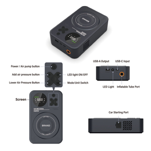 Mini Bomba de Aire Digital de 22 Cilindros, <span class=keywords><strong>12V</strong></span>, 150 PSI, con Material ABS - Arrancador de Emergencia para Auto y Compresor con Luz de Emergencia - Product Image 3