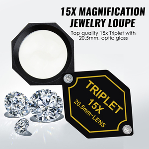 Loupe de bijoutier de haute qualité 15x avec lentille triple, loupe grossissante 20,5 mm, cadre noir, corps métallique, design hexagonal - Product Image 6