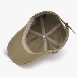 Casquette de baseball déchirée unie à blocs de couleur personnalisée, délavée, sportive, classique pour homme, 100 % coton, 6 panneaux, broderie quatre points - Product Image 5