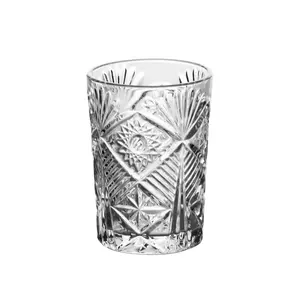 Copo de vidro gravado personalizado, copo de vidro para beber suco, vidro, marrocos, estilo copo de chá com design solar de 7oz, bebedor de vidro