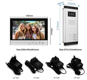 视频门电话3公寓对讲系统公寓大楼9英寸门铃屏幕