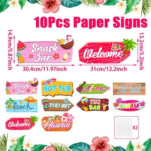 10 Piezas de Letreros de Papel con Temática Tropical Hawaiana para Decoración de Fiestas, con Pegamento de Puntos, para Fiestas de Verano en la Playa, <span class=keywords><strong>Aloha</strong></span> Tiki - Product Image 6