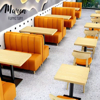 Kommerzielle Möbel für Café und Hotel: Esszimmer-Set mit Dessert-Sitzgruppe aus PU-Leder, Sektionales Restaurant-Sofa und Sperrholz-Tisch-Set