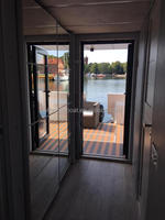 Bateau transparent de style moderne Bateau péniche fabriqué en acier inoxydable Ponton flottant en aluminium Bateau de maison