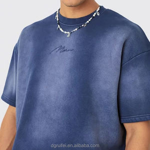 Maglietta squadrata personalizzata Oversize con stampa di seta <span class=keywords><strong>a</strong></span> mezza manica pesante T-Shirt in pietra lavata con lavaggio acido sdrai da sole T-Shirt sbiancata da uomo - Product Image 5