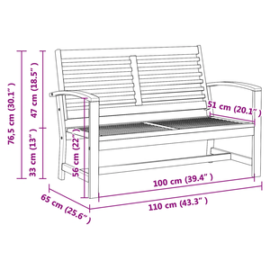 Set <span class=keywords><strong>da</strong></span> <span class=keywords><strong>Esterno</strong></span> in <span class=keywords><strong>Legno</strong></span> Massello di Acacia con Finitura Teak, 2 Pezzi: Panca <span class=keywords><strong>da</strong></span> Giardino e Tavolino <span class=keywords><strong>da</strong></span> Caffè per Giardino, Balcone, Cortile - Product Image 2