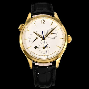 นาฬิกาข้อมือผู้ชายธุรกิจอเนกประสงค์ คุณภาพสูง หรูหรา คลาสสิก พร้อมหน้าปัดแสดงพลังงานสำรอง แสดงเวลาสองเขตเวลา และวันที่ - Product Image 1