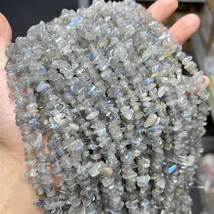 JD Freeform Gravel Blue Flash Labradorite 5A Grade 5-8mm Natural Gray Moonstone Irregular Chips Beads For Jewelry Making