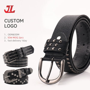 เข็มขัดผู้หญิง JULUN เข็มขัดแบบมีหมุด เข็มขัดวินเทจสีดำ PU ประดับดาวและหัวเข็มขัดสไตล์ตะวันตก  เครื่องประดับแฟชั่นแนวพังก์ร็อก - Product Image 2