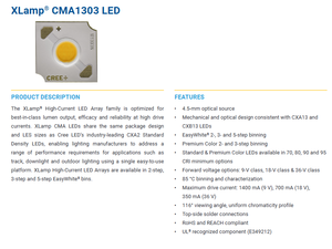 ครีส xlamps ดั้งเดิม CMA1303ไฮ-กระแสไฟ9V 18V 36V ชิปให้แสงสว่างแบบ LED Ra70สีขาว/80/90 780lm 2200K-6500K - Product Image 2